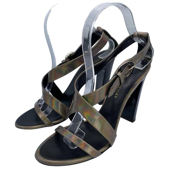 Proenza Schouler Metallic Ankle Strap Sandals, EU 37 (US 7), Iridescent Heels - Picture 1 of 7
